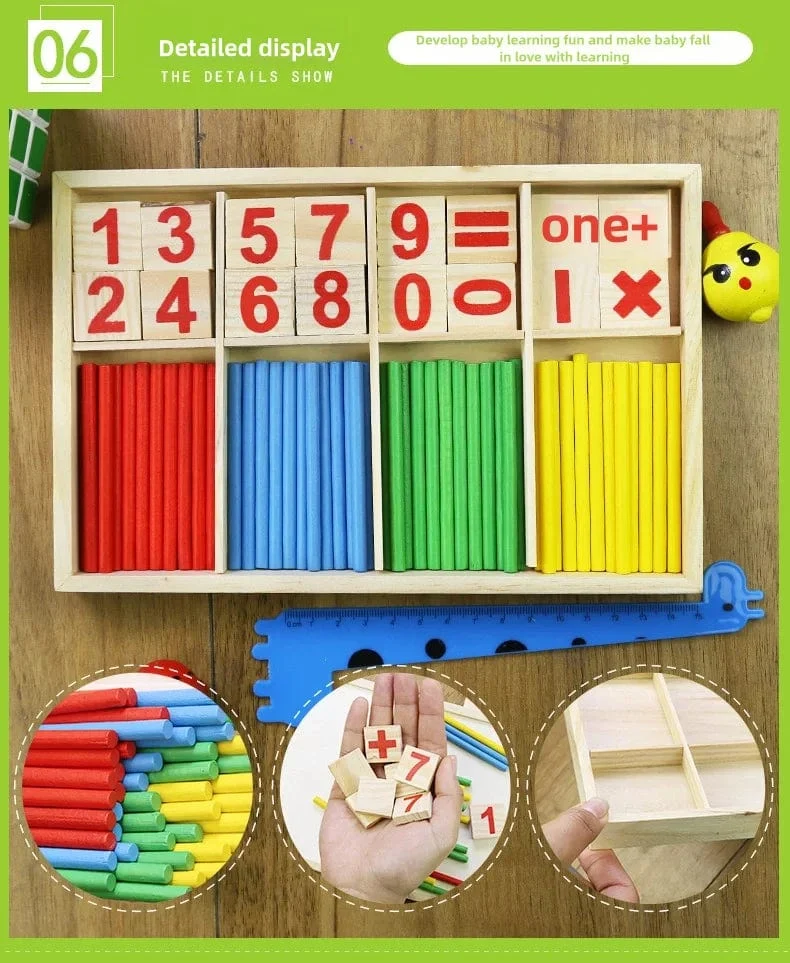 Kinder mathematik lehrmittel, zählen stäbchen, arithmetik lernen box, holz pädagogisches spielzeug, Montessori bildung