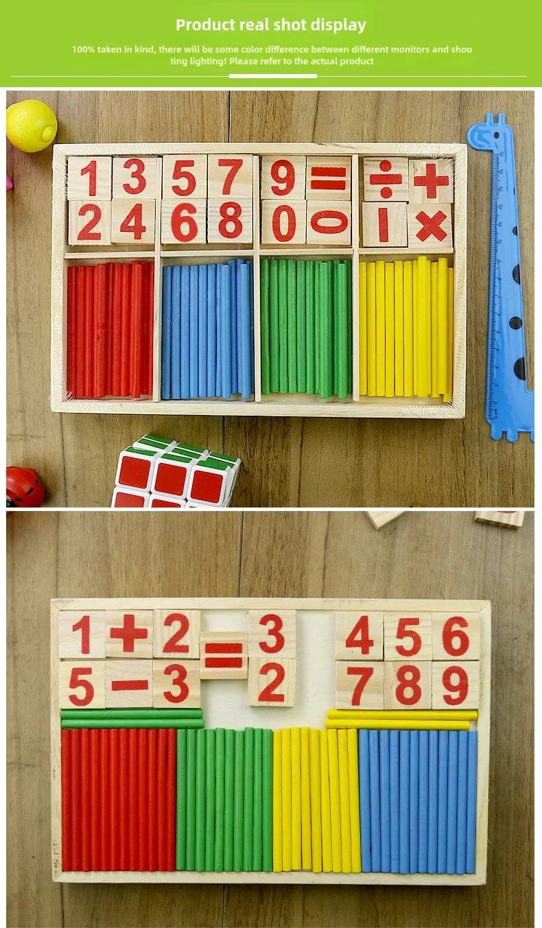 Kinder mathematik lehrmittel, zählen stäbchen, arithmetik lernen box, holz pädagogisches spielzeug, Montessori bildung