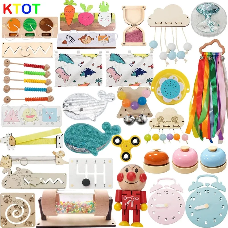 NEU Busy Board Montessori Frühpädagogisches Spielzeug Kognitives Training Kleinkinderfähigkeiten Lernen Holzspiel Busyboard DIY Zubehör