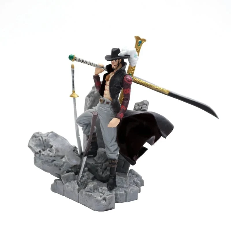 17CM ONE PIECE Anime Figuren Dracule Mihawk Top Decisive Battle Actionfigur PVC Modell Spielzeug Sammlung Ornamente Puppe Fans Geschenk