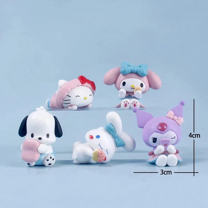 5 stücke Sanrio Cinnamoroll Spielzeug Action Anime Figuren Cinnamoroll Set Cartoon Kawaii Tabletop Dekoration Zimmer Ornament Kinder Geschenke
