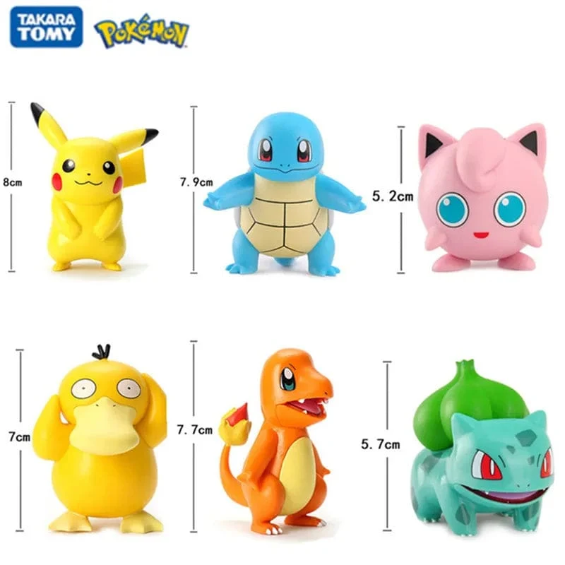 5-8cm Pokemon Anime Figur Pikachu Charmander Squirtle Bulbasaur Psyduck süße Puppe Haustier Aktion sammeln Modell Kinder Spielzeug Geschenk