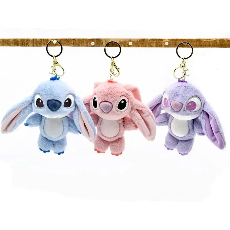 Disney Kawaii Stitch Plüsch-Schlüsselanhänger Spielzeug Schöne Lilo & Stitch Puppe Engel Plushies Niedliche Ausgestopfte Tasche Anhänger Mädchen Geburtstagsgeschenk