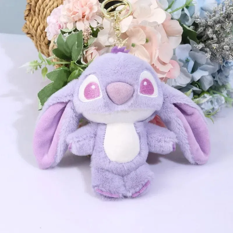 Disney Kawaii Stitch Plüsch-Schlüsselanhänger Spielzeug Schöne Lilo & Stitch Puppe Engel Plushies Niedliche Ausgestopfte Tasche Anhänger Mädchen Geburtstagsgeschenk