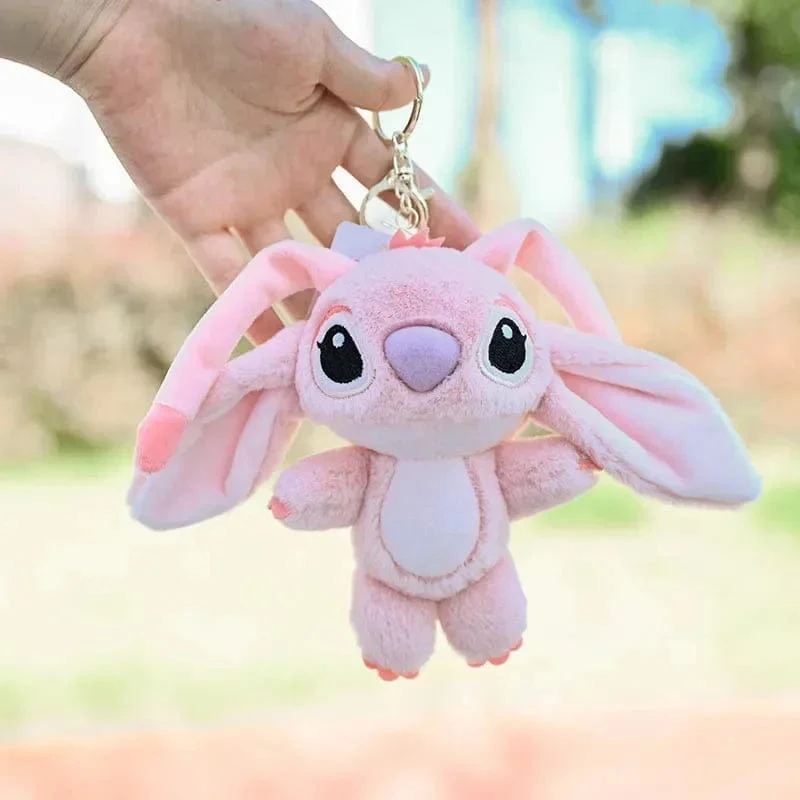 Disney Kawaii Stitch Plüsch-Schlüsselanhänger Spielzeug Schöne Lilo & Stitch Puppe Engel Plushies Niedliche Ausgestopfte Tasche Anhänger Mädchen Geburtstagsgeschenk