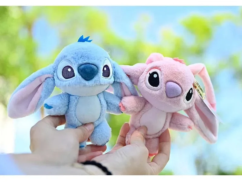 Disney Kawaii Stitch Plüsch-Schlüsselanhänger Spielzeug Schöne Lilo & Stitch Puppe Engel Plushies Niedliche Ausgestopfte Tasche Anhänger Mädchen Geburtstagsgeschenk