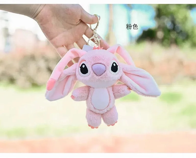 Disney Kawaii Stitch Plüsch-Schlüsselanhänger Spielzeug Schöne Lilo & Stitch Puppe Engel Plushies Niedliche Ausgestopfte Tasche Anhänger Mädchen Geburtstagsgeschenk