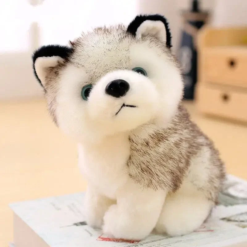 Süßes Husky-Plüschtier, weiche Stoffpuppe, Kawaii-Kinderspielzeug, Geburtstagsgeschenk für Mädchen, flauschige Tierpuppen, Größe 20 cm