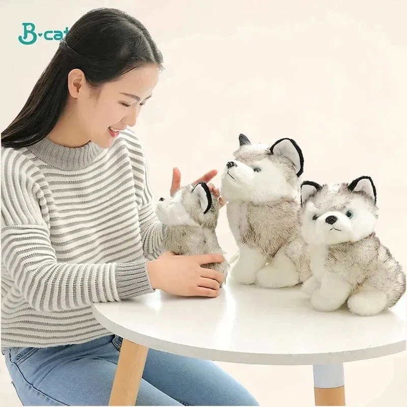 Süßes Husky-Plüschtier, weiche Stoffpuppe, Kawaii-Kinderspielzeug, Geburtstagsgeschenk für Mädchen, flauschige Tierpuppen, Größe 20 cm