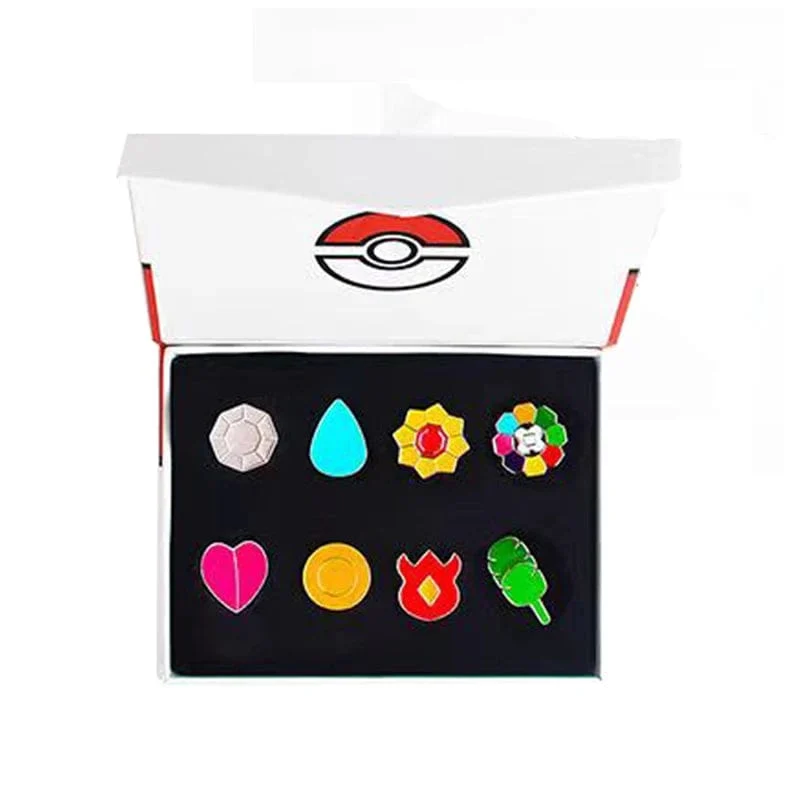 Pokemon Gym Abzeichen Kanto Johto Hoenn Sinnoh Unova Kalos Liga Region Pins Broschen Orange Islands Box Sammlung Tasche Monster