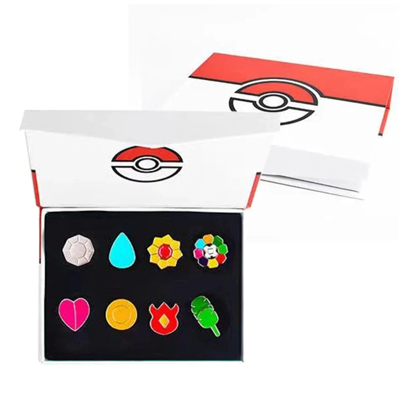 Pokemon Gym Abzeichen Kanto Johto Hoenn Sinnoh Unova Kalos Liga Region Pins Broschen Orange Islands Box Sammlung Tasche Monster