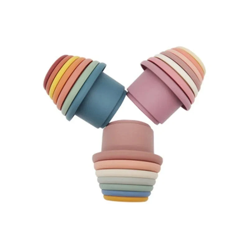 Baby Silikon Sanduhr Stapeln Tasse Montessori Pädagogisches Spielzeug Intelligenz Geschenk Spielzeug Stapeln Ring Turm Spielzeug Infant Bad Spielen