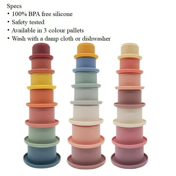 Baby Silikon Sanduhr Stapeln Tasse Montessori Pädagogisches Spielzeug Intelligenz Geschenk Spielzeug Stapeln Ring Turm Spielzeug Infant Bad Spielen