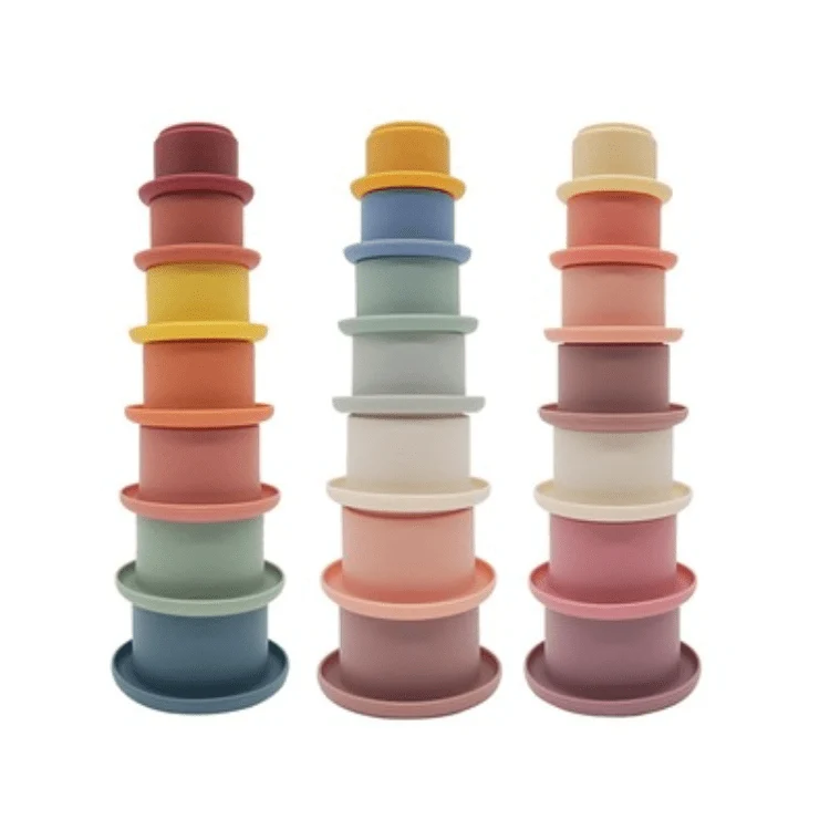 Baby Silikon Sanduhr Stapeln Tasse Montessori Pädagogisches Spielzeug Intelligenz Geschenk Spielzeug Stapeln Ring Turm Spielzeug Infant Bad Spielen