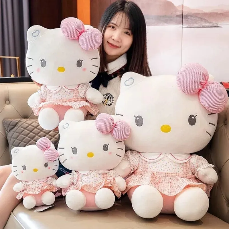 Sanrio Hello Kitty Anime Hello Kitty Stofftiere Plüschtier Weiches Kissen Geburtstagsgeschenke für Mädchen Kawaii Hello Kitty Plüschpuppen