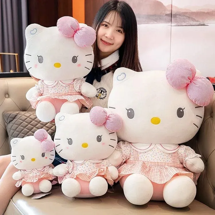Sanrio Hello Kitty Anime Hello Kitty Stofftiere Plüschtier Weiches Kissen Geburtstagsgeschenke für Mädchen Kawaii Hello Kitty Plüschpuppen