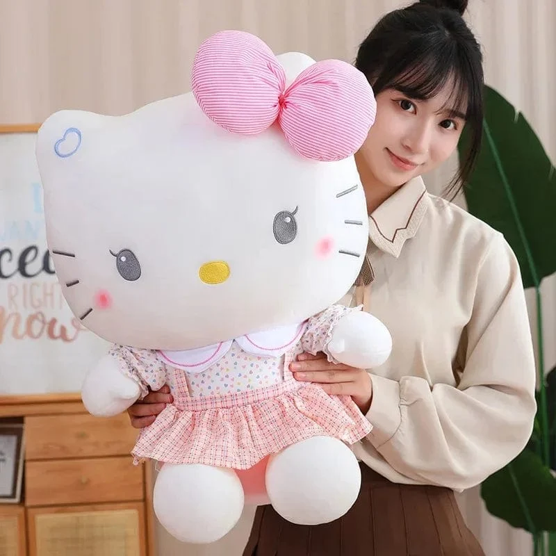 Sanrio Hello Kitty Anime Hello Kitty Stofftiere Plüschtier Weiches Kissen Geburtstagsgeschenke für Mädchen Kawaii Hello Kitty Plüschpuppen