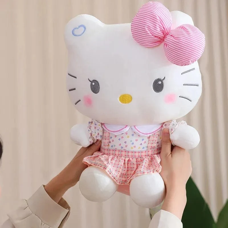 Sanrio Hello Kitty Anime Hello Kitty Stofftiere Plüschtier Weiches Kissen Geburtstagsgeschenke für Mädchen Kawaii Hello Kitty Plüschpuppen
