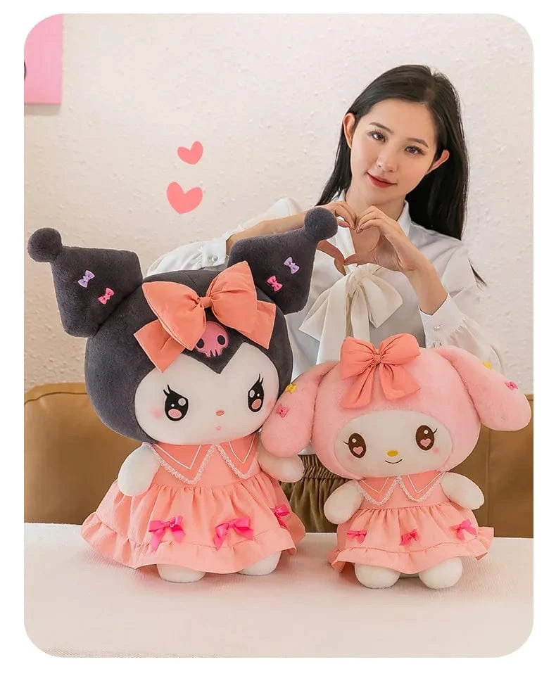 Großes Plüsch-Kuromi-Melodie-Cinnamoroll-Spielzeug, Kissen, Anime-Plüschpuppen, Anime-Sofakissen, Mädchenzimmer-Dekoration, Weihnachtsgeschenk