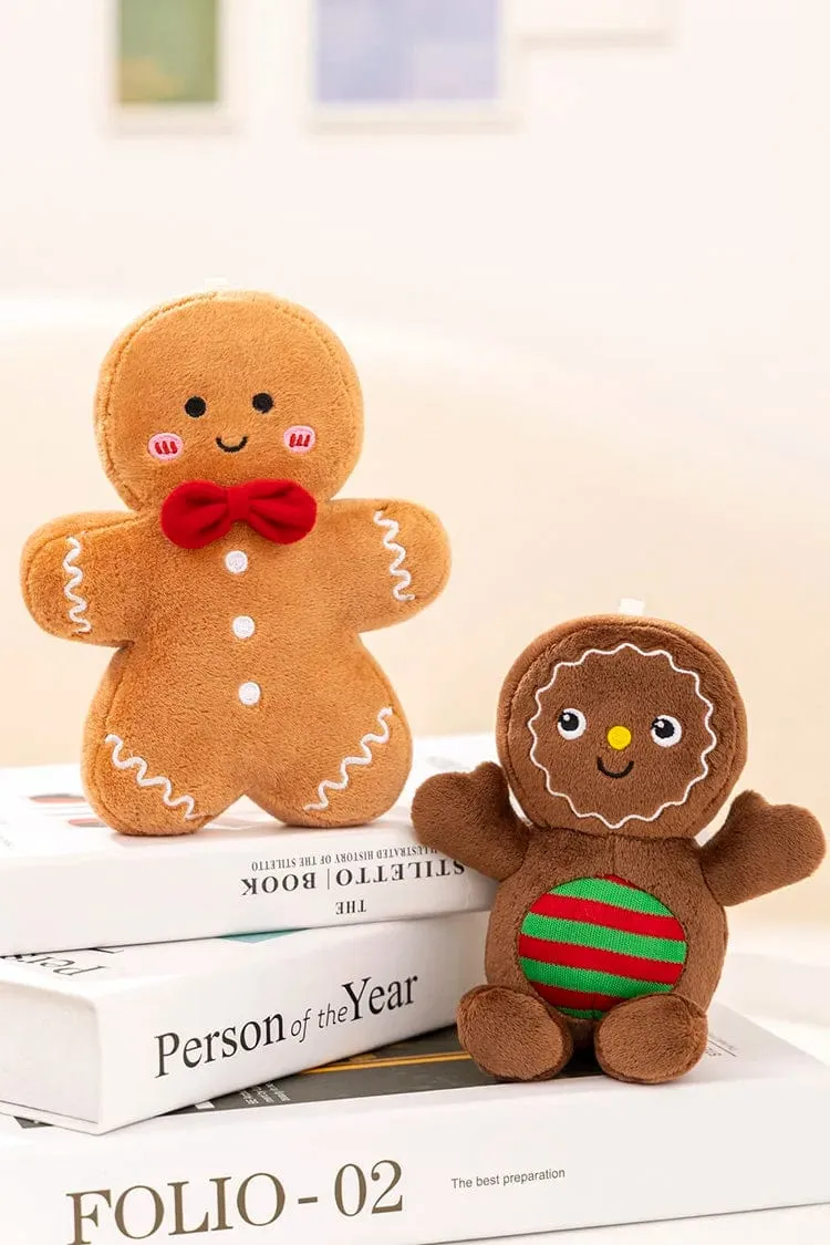 Entzückendes Lebkuchen-Plüschtier, gefülltes Karamell-Schokoladen-Lebkuchenmann-Kissen, Weihnachtsbaum-Haus, Schleife, Ring, Dekor, Weihnachtshirsch