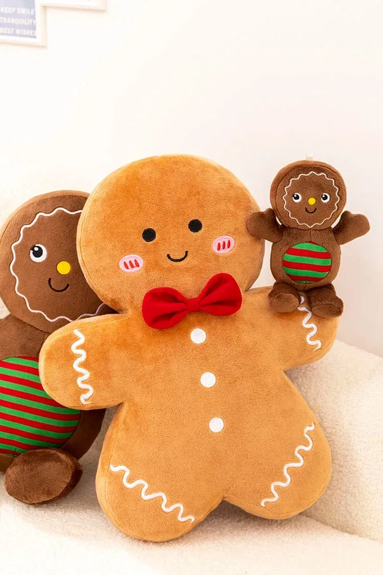 Entzückendes Lebkuchen-Plüschtier, gefülltes Karamell-Schokoladen-Lebkuchenmann-Kissen, Weihnachtsbaum-Haus, Schleife, Ring, Dekor, Weihnachtshirsch