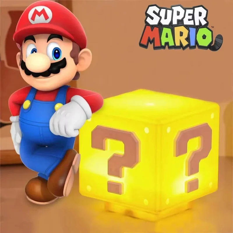 Super Mario LED Fragezeichen Nachtlicht mit Musik Anime PeripheralsToad Kinder Schlafzimmer Nachttischlampe USB Ladegeschenke