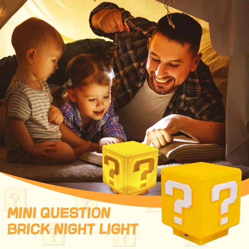 Super Mario LED Fragezeichen Nachtlicht mit Musik Anime PeripheralsToad Kinder Schlafzimmer Nachttischlampe USB Ladegeschenke