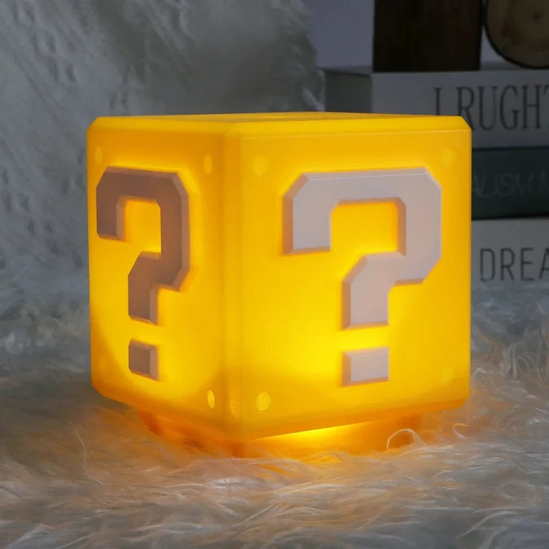 Super Mario LED Fragezeichen Nachtlicht mit Musik Anime PeripheralsToad Kinder Schlafzimmer Nachttischlampe USB Ladegeschenke