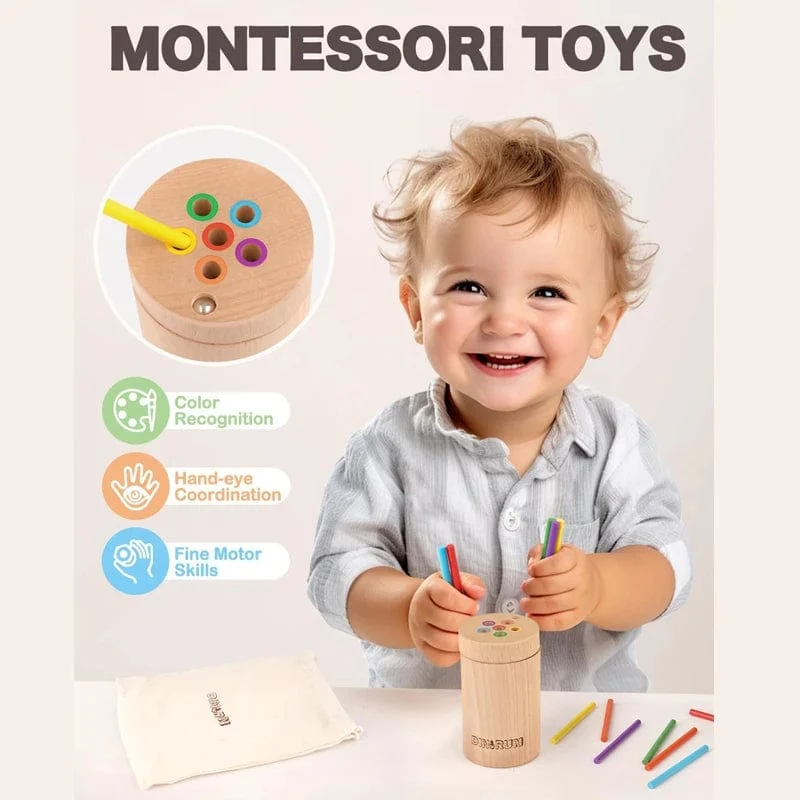 Montessori-Kleinkindspielzeug für 1- bis 2-Jährige, Farbabstimmung, Feinmotorik, sensorisches Spielzeug, pädagogisches Brettspiel aus Holz