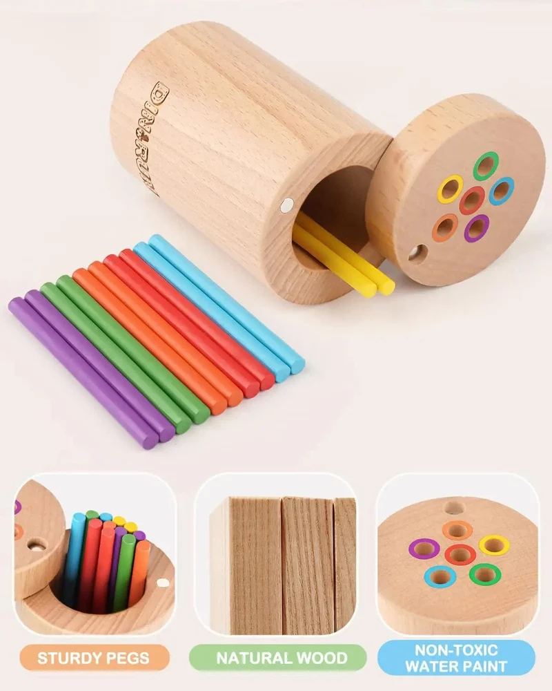 Montessori-Kleinkindspielzeug für 1- bis 2-Jährige, Farbabstimmung, Feinmotorik, sensorisches Spielzeug, pädagogisches Brettspiel aus Holz