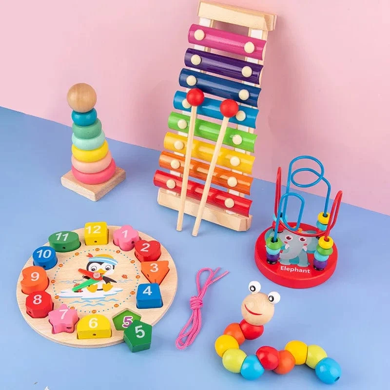 Montessori-Holzspielzeug zum Sortieren und Stapeln, Vorschulisches Farbwahrnehmungstraining, Handlungsfähigkeitsentwicklung, Farbabstimmungsspiel