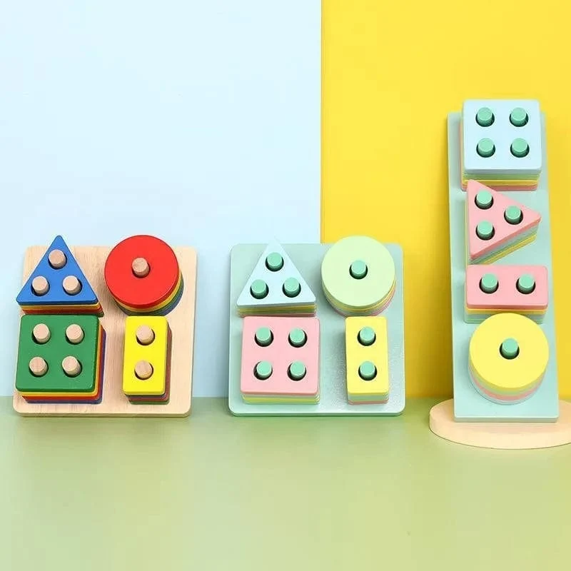 Montessori-Holzspielzeug zum Sortieren und Stapeln, Vorschulisches Farbwahrnehmungstraining, Handlungsfähigkeitsentwicklung, Farbabstimmungsspiel