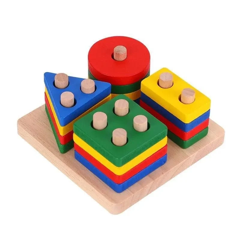 Montessori-Holzspielzeug zum Sortieren und Stapeln, Vorschulisches Farbwahrnehmungstraining, Handlungsfähigkeitsentwicklung, Farbabstimmungsspiel