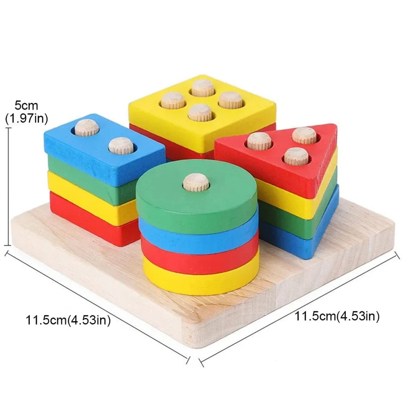 Montessori-Holzspielzeug zum Sortieren und Stapeln, Vorschulisches Farbwahrnehmungstraining, Handlungsfähigkeitsentwicklung, Farbabstimmungsspiel
