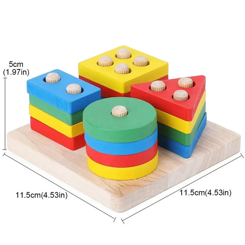 Montessori-Holzspielzeug zum Sortieren und Stapeln, Vorschulisches Farbwahrnehmungstraining, Handlungsfähigkeitsentwicklung, Farbabstimmungsspiel