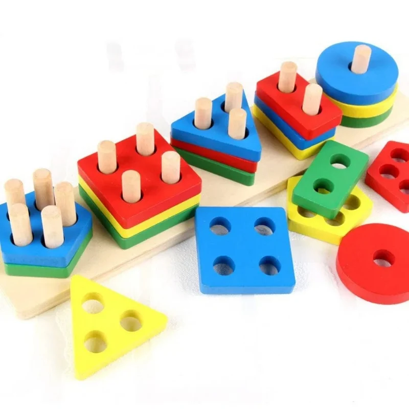 Montessori-Holzspielzeug zum Sortieren und Stapeln, Vorschulisches Farbwahrnehmungstraining, Handlungsfähigkeitsentwicklung, Farbabstimmungsspiel