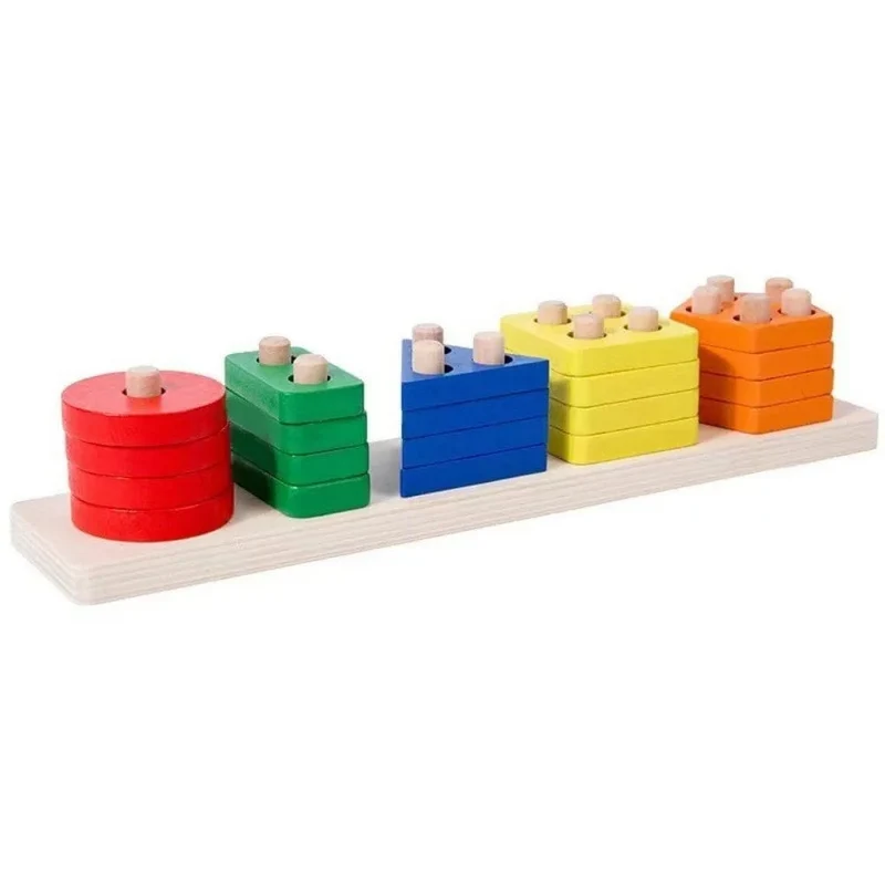 Montessori-Holzspielzeug zum Sortieren und Stapeln, Vorschulisches Farbwahrnehmungstraining, Handlungsfähigkeitsentwicklung, Farbabstimmungsspiel