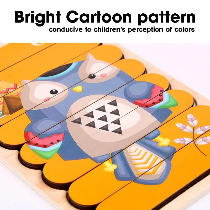 Doppelseitige Streifen 3D Puzzles Baby Spielzeug Holz Montessori Materialien Lernspielzeug Für Kinder Große Ziegel Kinder Lernspielzeug