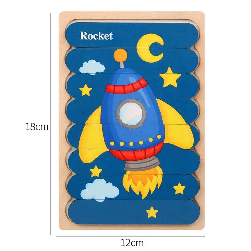 Doppelseitige Streifen 3D Puzzles Baby Spielzeug Holz Montessori Materialien Lernspielzeug Für Kinder Große Ziegel Kinder Lernspielzeug