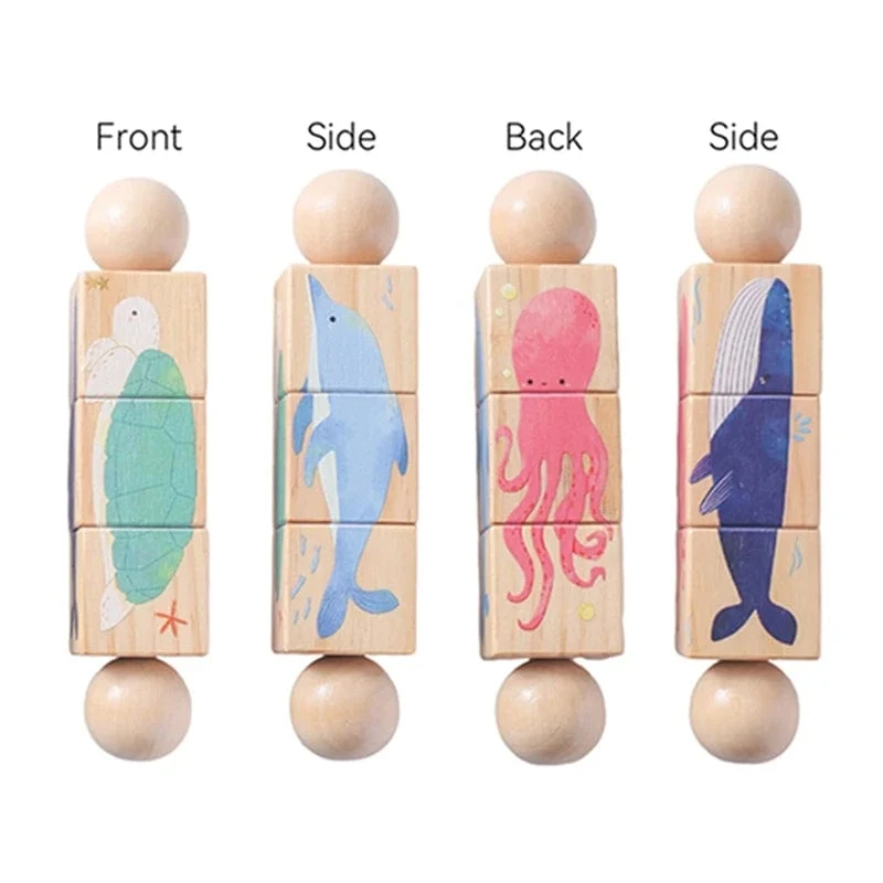 Baby Holz Rotierenden Puzzle Hand glocke Spielzeug Baby Mobile Musikalische Rassel Spielzeug Montessori Puzzle Spiel Für Babys Newbaby Geschenk
