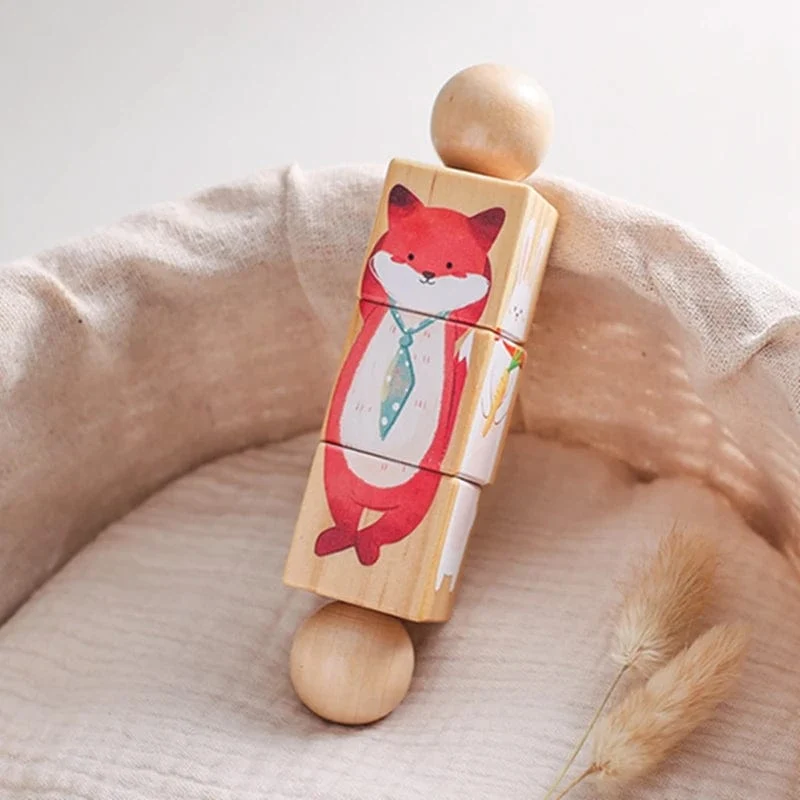 Baby Holz Rotierenden Puzzle Hand glocke Spielzeug Baby Mobile Musikalische Rassel Spielzeug Montessori Puzzle Spiel Für Babys Newbaby Geschenk