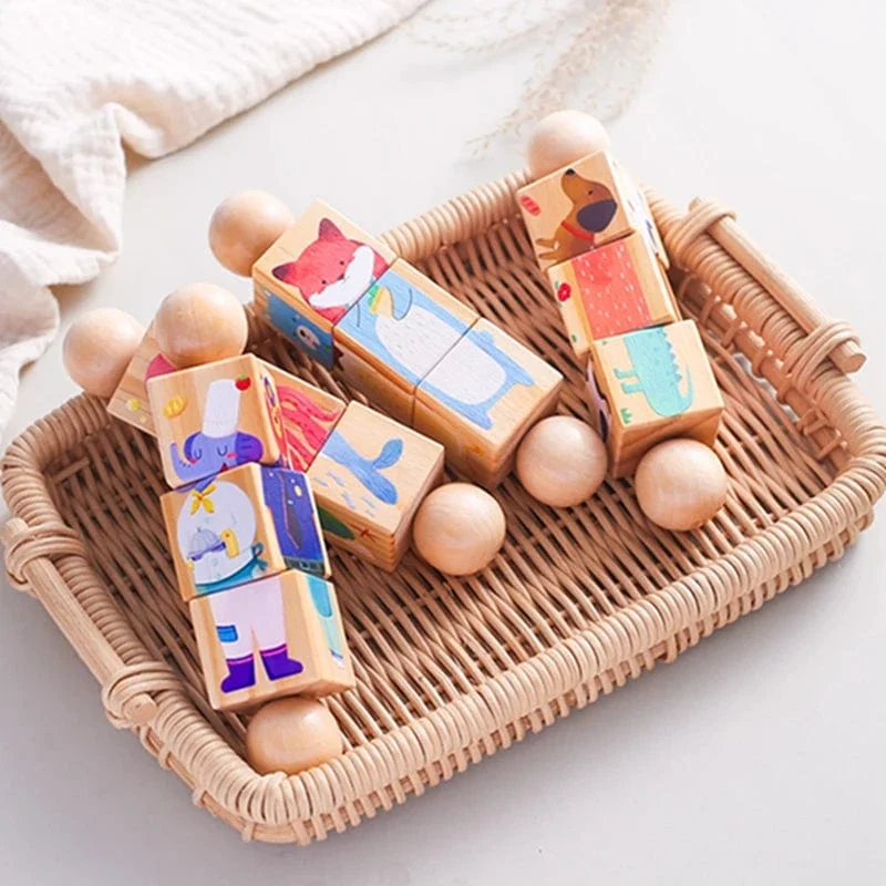 Baby Holz Rotierenden Puzzle Hand glocke Spielzeug Baby Mobile Musikalische Rassel Spielzeug Montessori Puzzle Spiel Für Babys Newbaby Geschenk