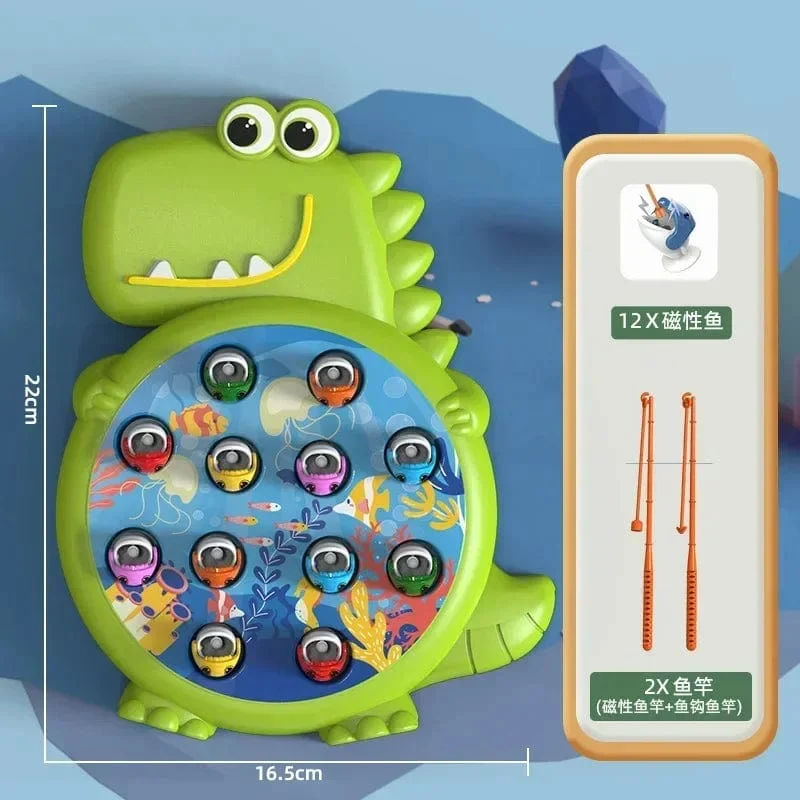 Dinosaurier Einfaches magnetisches Angelspielzeug Spielrutenspiel Spielzeug für Kinder Baby Montessori mit Rute Kinder Pädagogisches rotierendes Geschenk