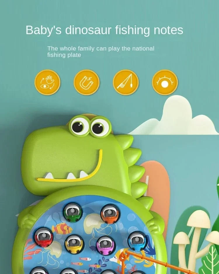Dinosaurier Einfaches magnetisches Angelspielzeug Spielrutenspiel Spielzeug für Kinder Baby Montessori mit Rute Kinder Pädagogisches rotierendes Geschenk
