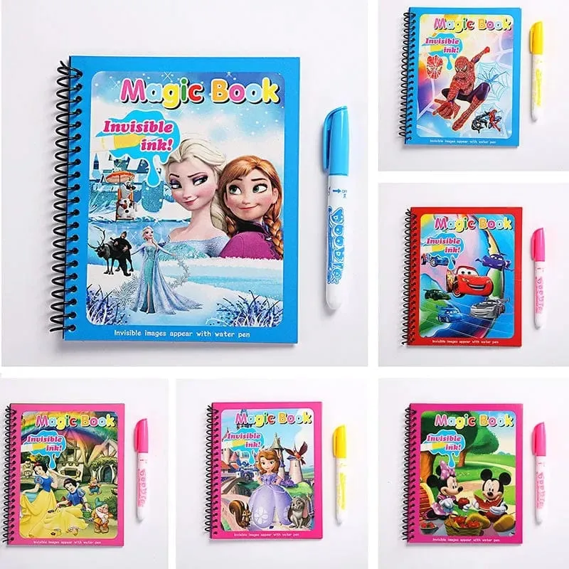Disney Kinder Puzzle Graffiti Malbuch Cartoon Anime Frozen Spiderman Cars Sofia Princes Mickey DIY Magische Aquarellmalerei