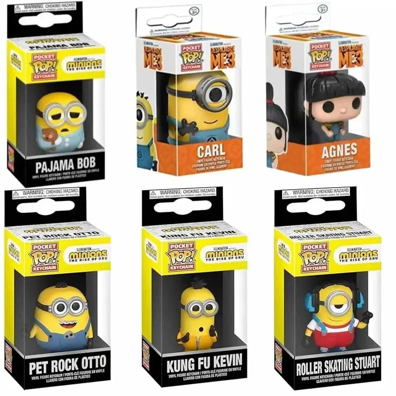 Hot POP Schlüsselanhänger Despicable Minions Me CARL Pyjama Bob KUNG FU KEVIN ROCK OTTO Schlüsselanhänger Spielzeug Digitale Tasche Kindergeschenke Spielzeug