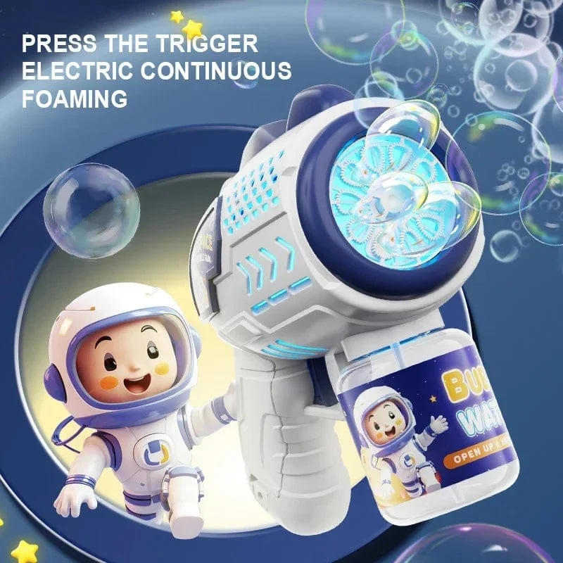 Astronaut Elektrische Seifenblasenpistole Kinderspielzeug Seifenblasenmaschine Automatische Seifenblase mit Licht Sommer Partyspiele im Freien Kindergeschenk