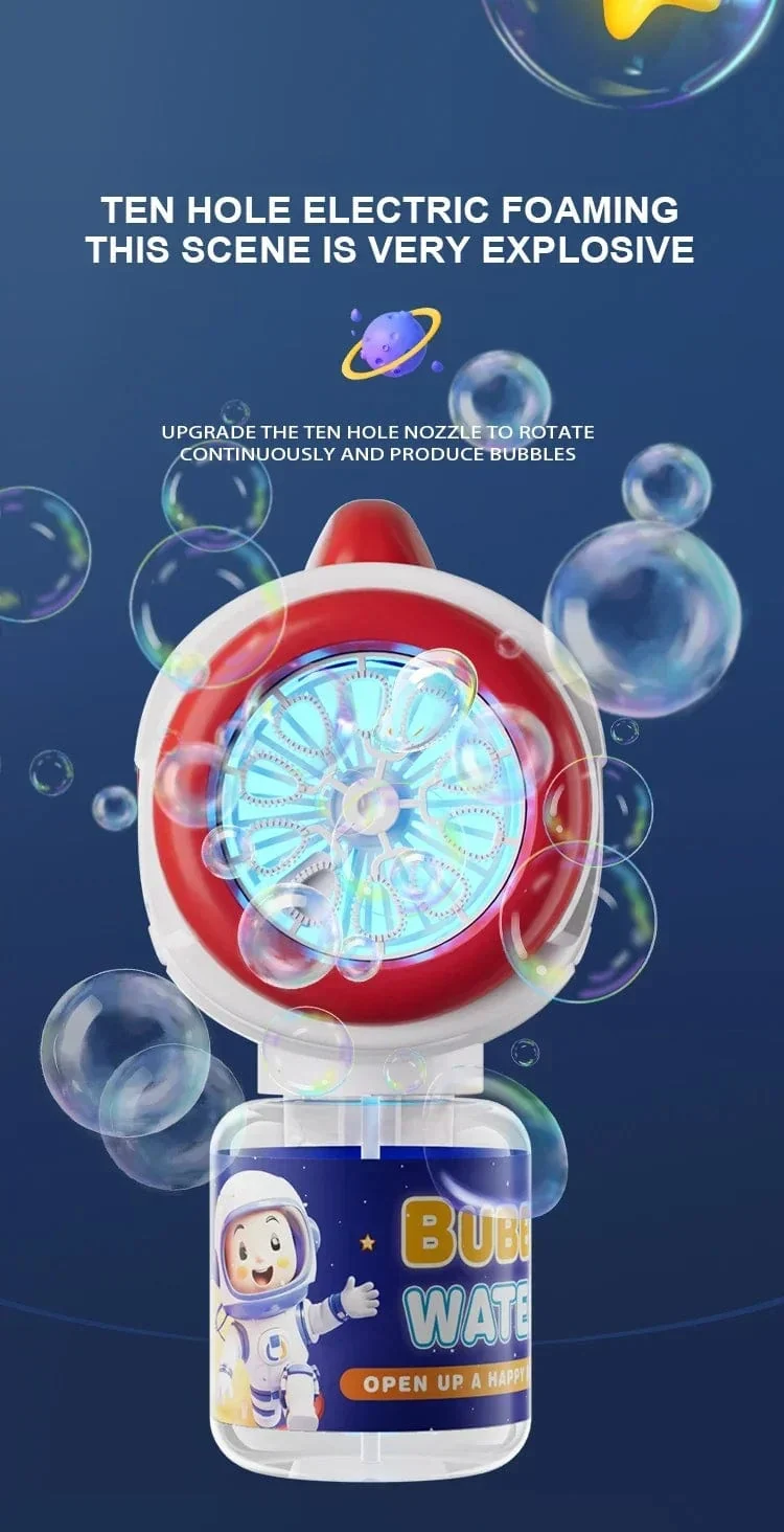 Astronaut Elektrische Seifenblasenpistole Kinderspielzeug Seifenblasenmaschine Automatische Seifenblase mit Licht Sommer Partyspiele im Freien Kindergeschenk
