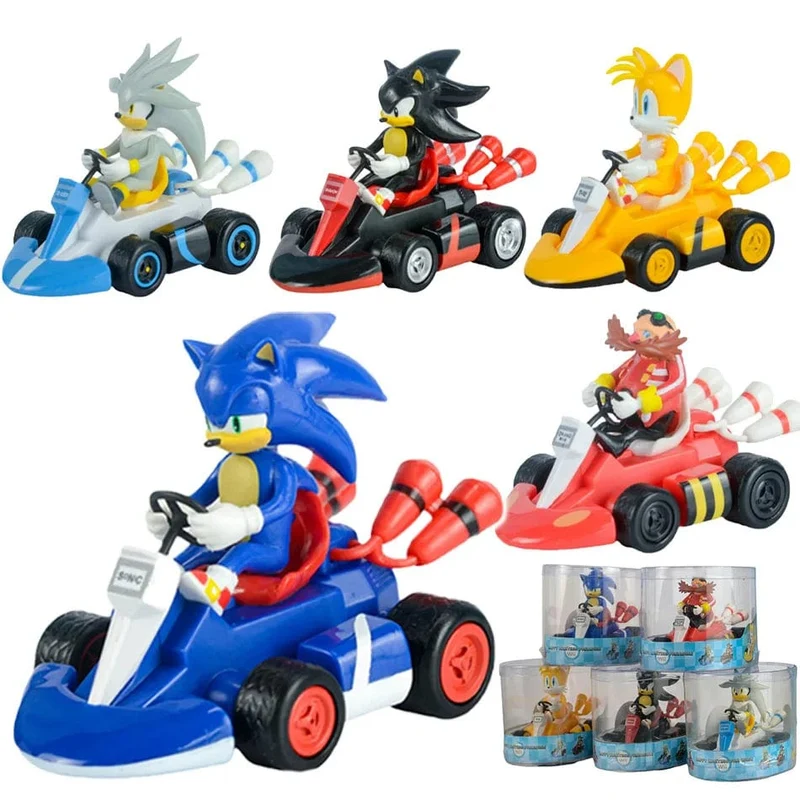 Anime Sonic the Hedgehog Pull Back Auto Cartoon Figur Dekoration Desktop Modell Kart Kinder Spielzeug Wohnkultur Kinder Geschenk Party