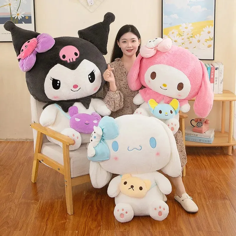Sanrio Kuromi Plüschpuppen 40/50 cm Kawaii My Melody Cinnamoroll Weiche Kuscheltiere Anime Figur Kissen Cartoon Dekor Kinderspielzeug